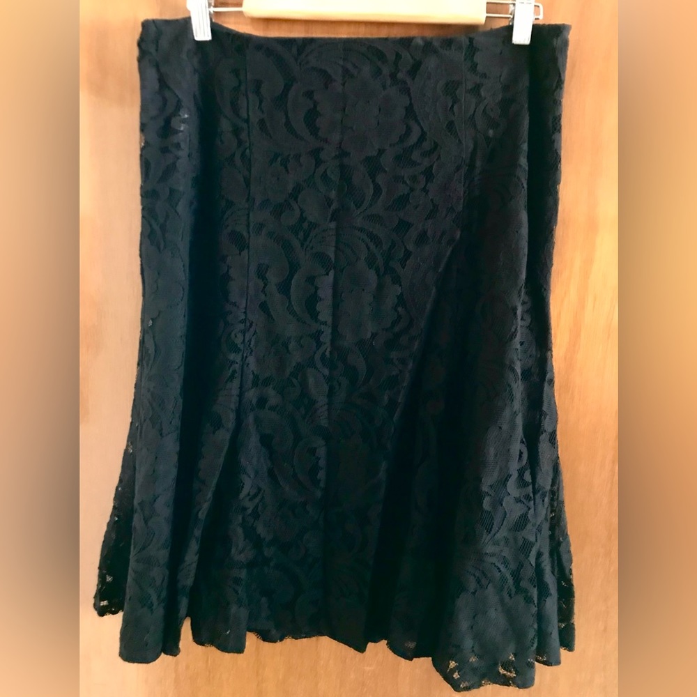 Covington Essentials Black Gored Lace Midi Skirt